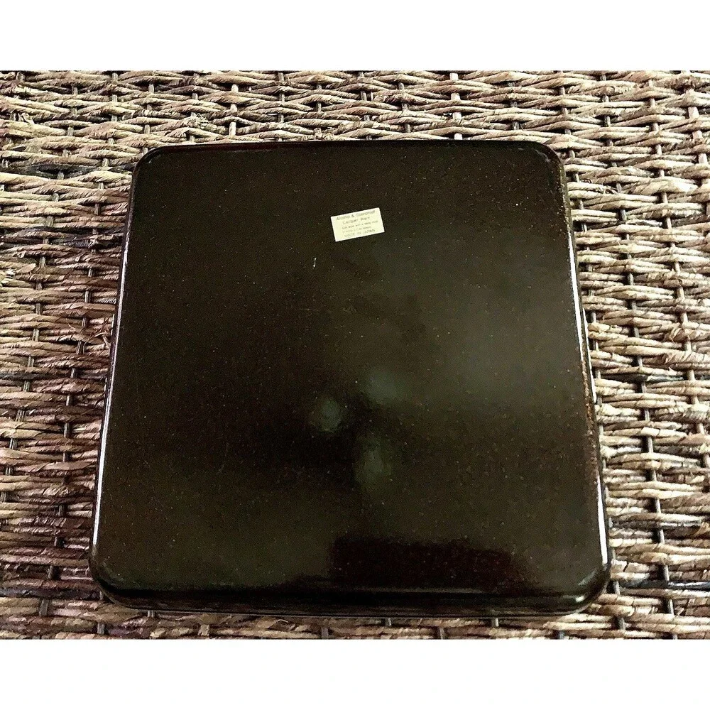 VINTAGE JAPANESE LACQUER SQUARE SERVING TRAY BLACK GOLD IRIS FLOWER WICKER